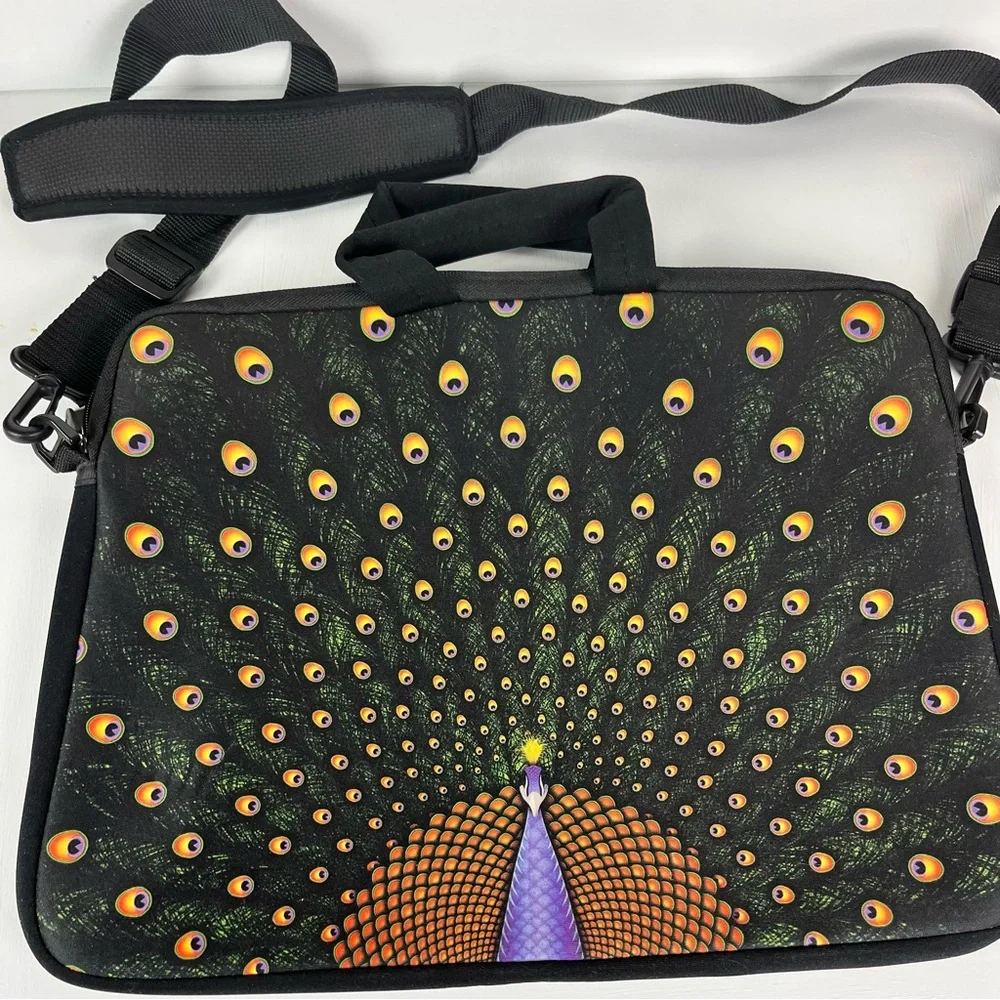 Peacock Laptop Bag with Handles and Shoulder Straps